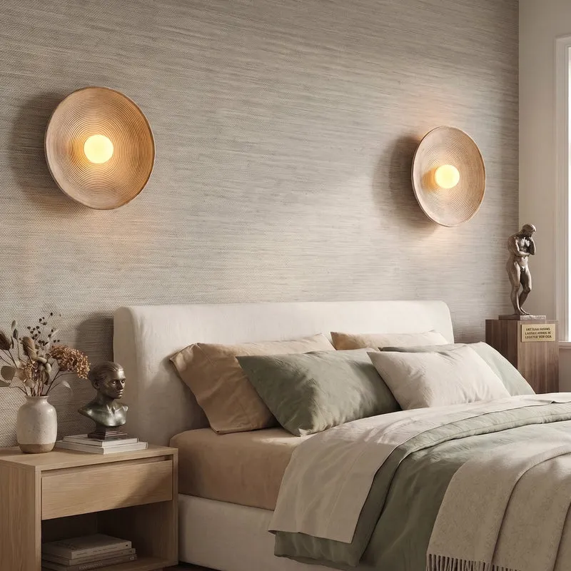 Wandlamp Hout Glas Rond Minimalistisch Warm LED Licht Eetkamer Bar Sfeervol Modern Interieur E27 Fitting | Sansoti