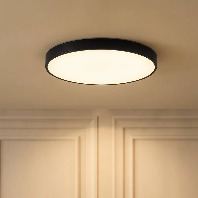 Ultraslanke LED Plafondlamp Rond IJzer Zwart Wit 23-37cm Scandinavisch Modern Woonkamer Slaapkamer Verlichting | Sansoti