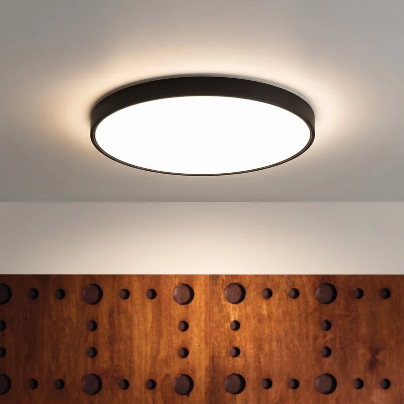 Ultraslanke LED Plafondlamp Rond IJzer Zwart Wit 23-37cm Scandinavisch Modern Woonkamer Slaapkamer Verlichting | Sansoti
