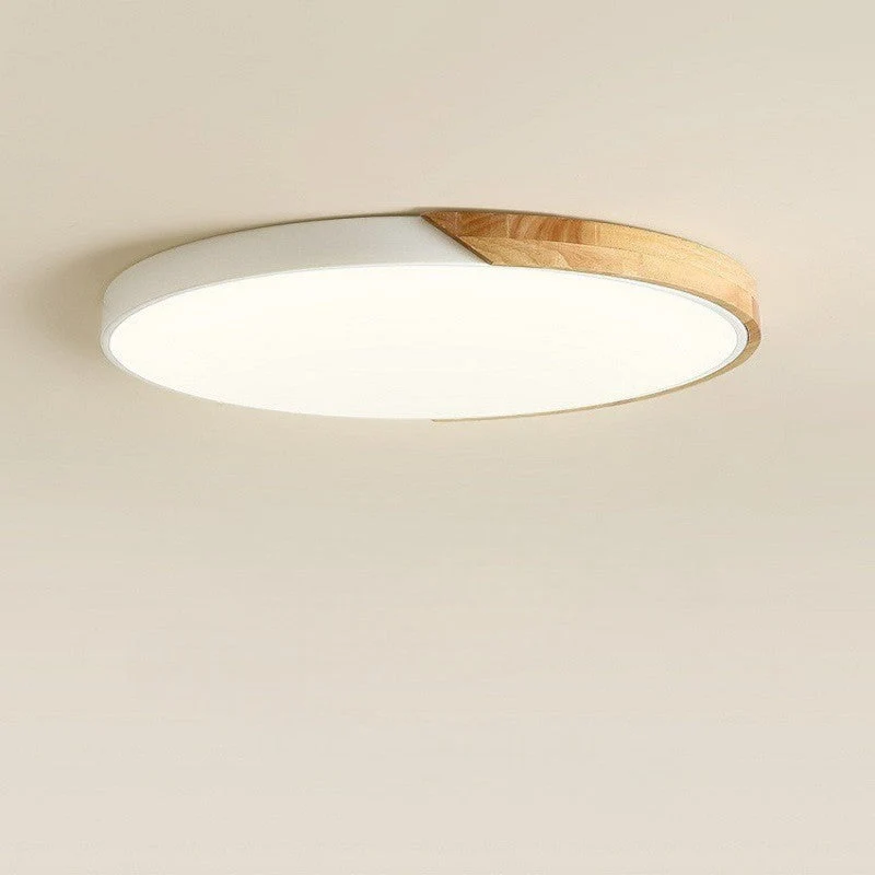 Houten Plafondlamp Rond met LED Verlichting voor Woonkamer Slaapkamer Hal Scandinavisch Design Dimbaar | Sansoti