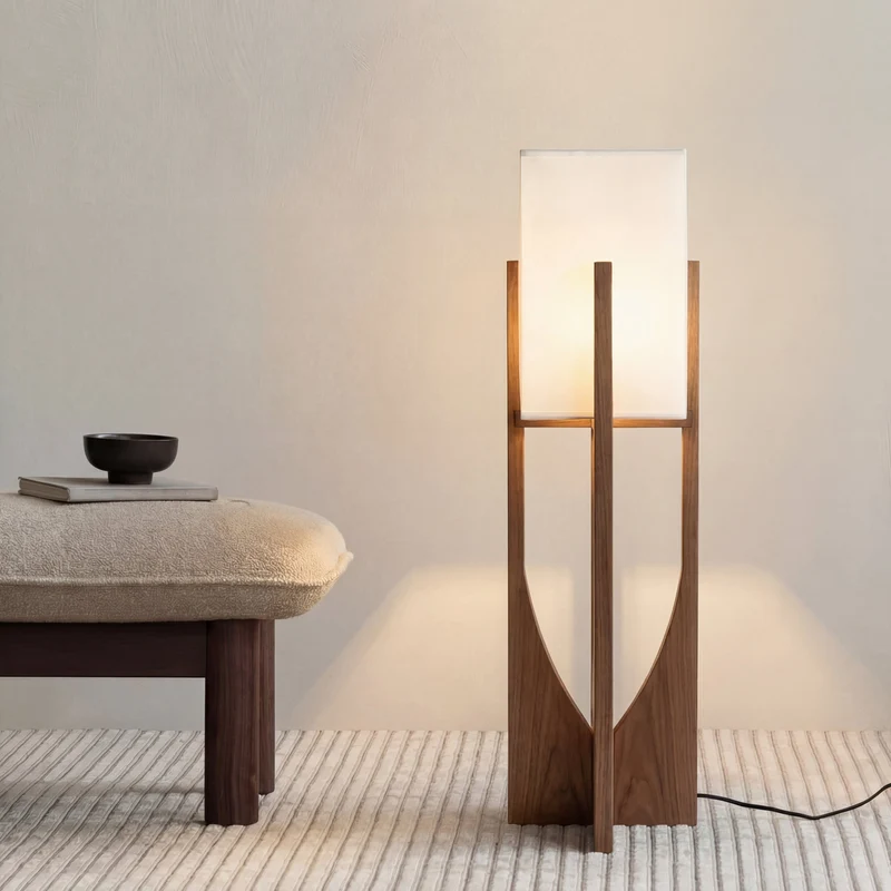 Japanse Staande Lamp Natuurlijk Hout E27 LED Dimbaar Woonkamer Slaapkamer Leeshoek Scandinavisch Design | Sansoti