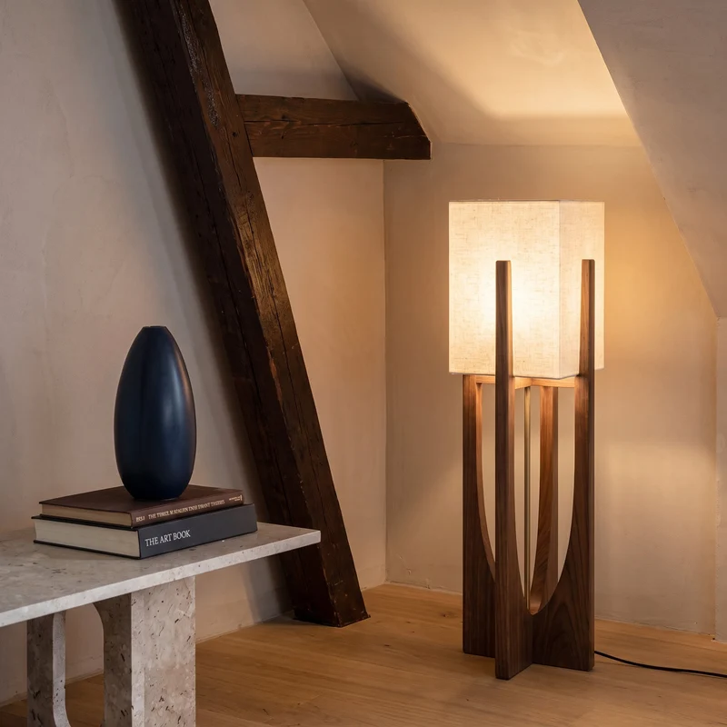 Japanse Staande Lamp Natuurlijk Hout E27 LED Dimbaar Woonkamer Slaapkamer Leeshoek Scandinavisch Design | Sansoti