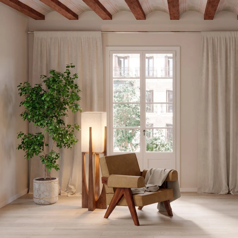 Japanse Staande Lamp Natuurlijk Hout E27 LED Dimbaar Woonkamer Slaapkamer Leeshoek Scandinavisch Design | Sansoti