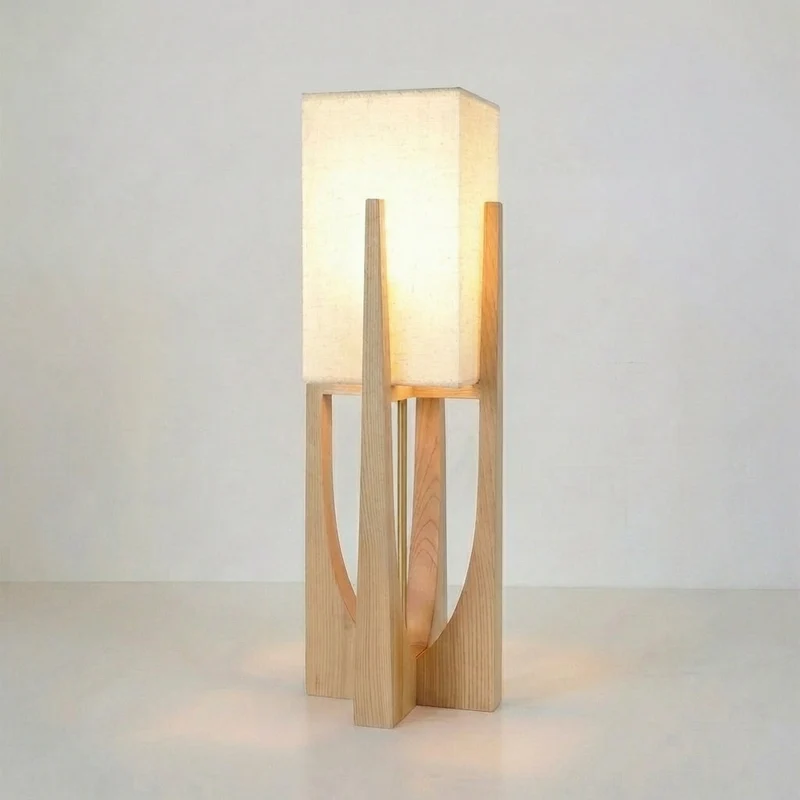 Japanse Staande Lamp Natuurlijk Hout E27 LED Dimbaar Woonkamer Slaapkamer Leeshoek Scandinavisch Design | Sansoti