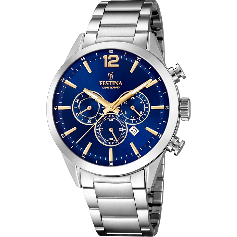 Festina Timeless Chronograph F20343/2 Herren • Quarz-Chronograph • Blaues Zifferblatt