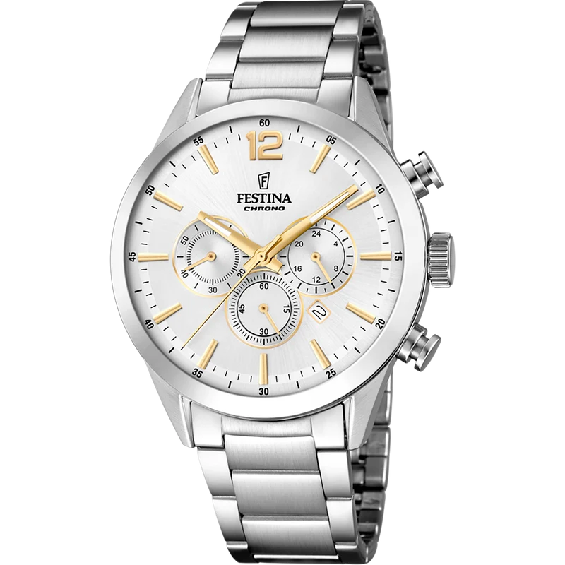 Festina Timeless Chronograph F20343/1 Herrenuhr Silber • Mineralglas • Chronograph