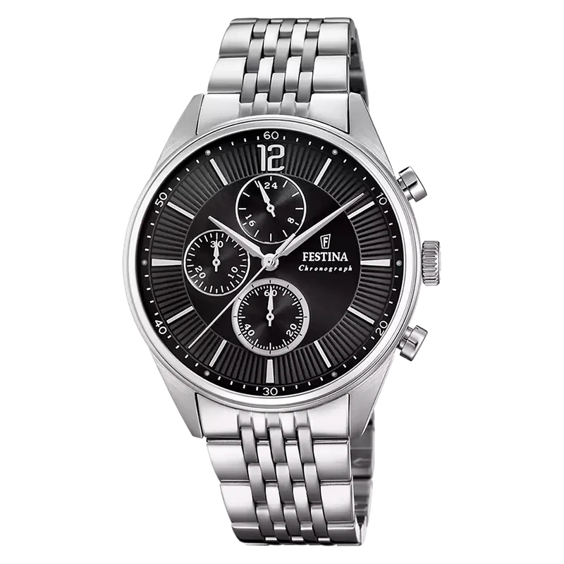 Festina Timeless Chronograph F20285/4 Herrenuhr Schwarz • Quarz-Chronograph • Mineralglas