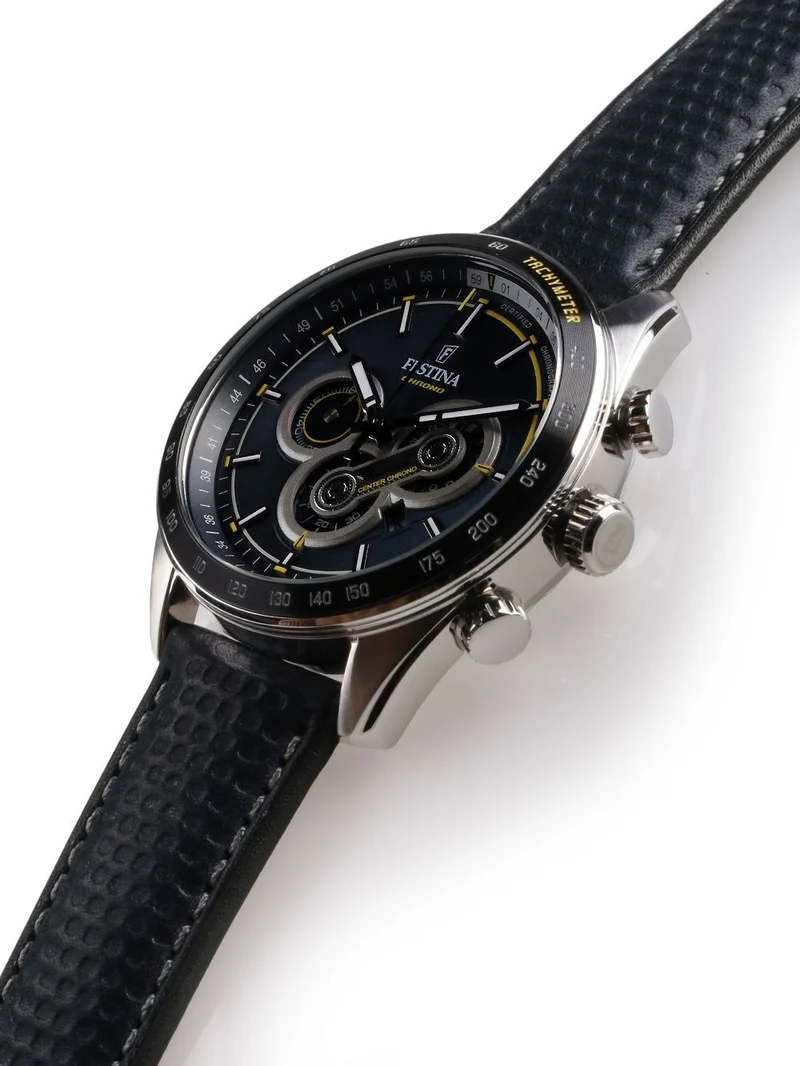 Festina Sport Chronograph F20202/2 Herrenuhr Blau • Quarz-Chronograph • Blaues Lederarmband
