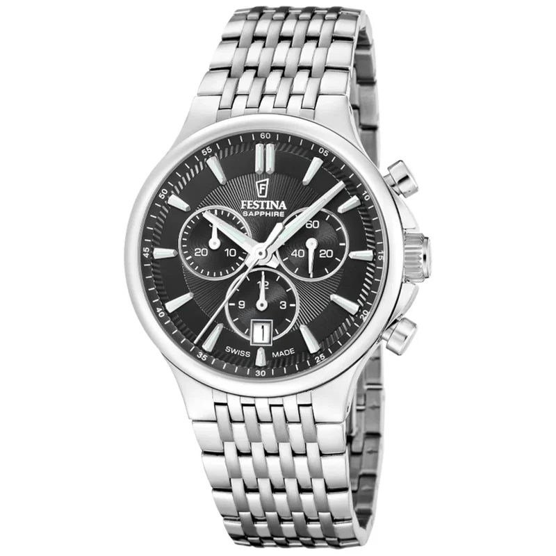Festina Swiss Made Chronograph F20093/4 Herrenuhr • Saphirglas • Edelstahlarmband