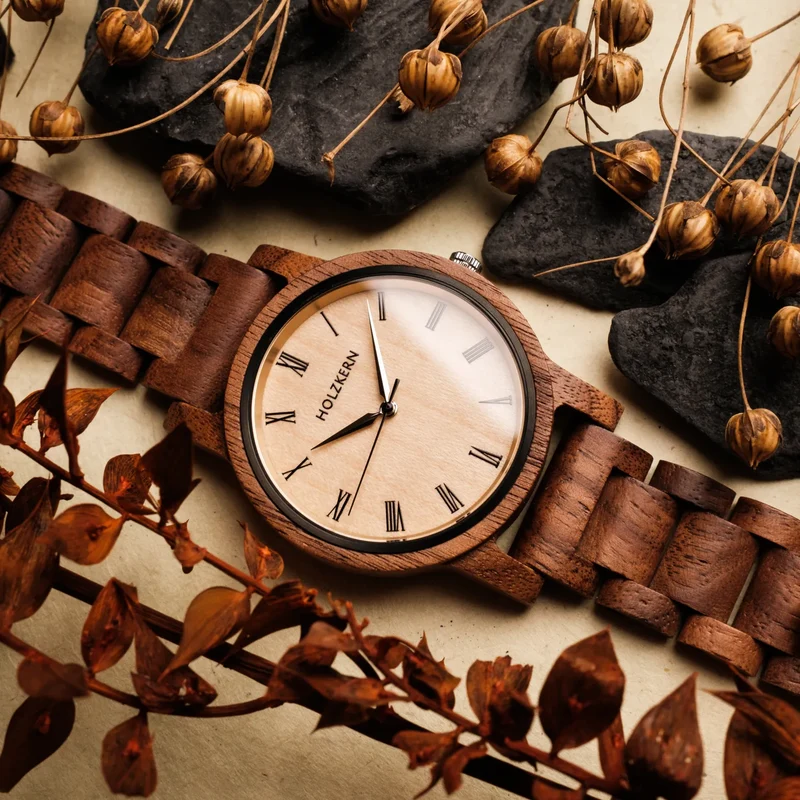 Holzkern Fall Dusk Armbanduhr Braun • Holzarmband • Miyota Quarzwerk