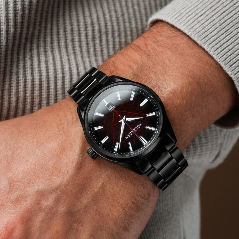 Holzkern Era X Herrenuhr Automatik Lorbeerblatt/Geflammte Walnuss • Saphirglas • TFN Automatikwerk