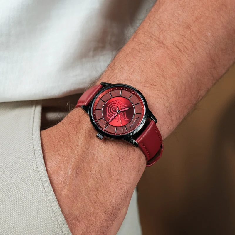 Holzkern Fire Nation Armbanduhr Padouk/Rot • Miyota Quarzwerk • Avatar Four Nations Collection