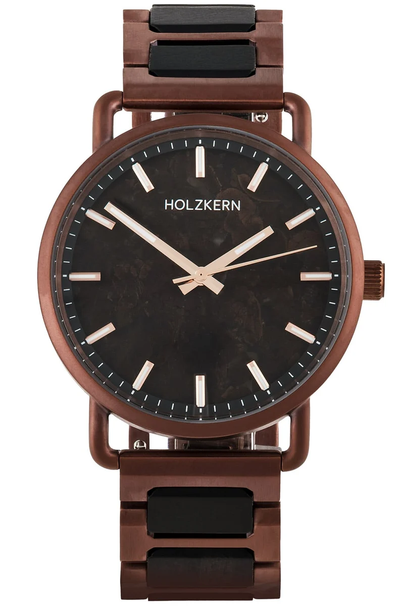 Holzkern Espressino Unisex-Armbanduhr Kaffee/Ahorn • Japanisches Quarzwerk • Echtes Holzarmband