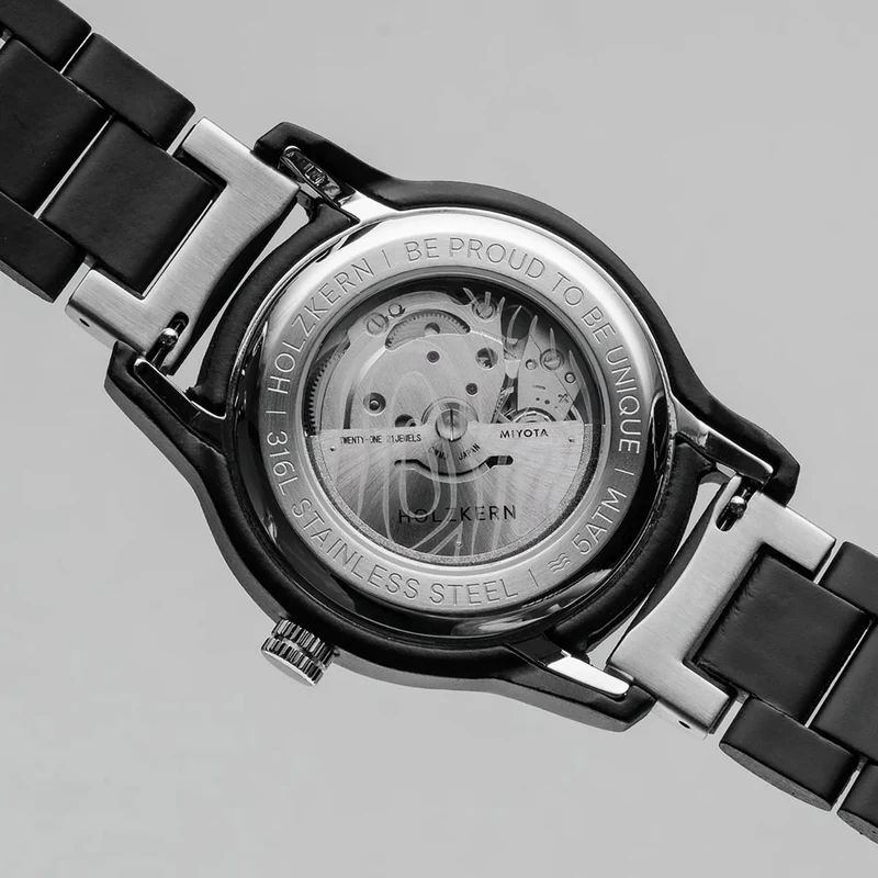 Holzkern Nightbird Herrenuhr Ahorn/Schwarz • Automatikwerk • Holzgehäuse