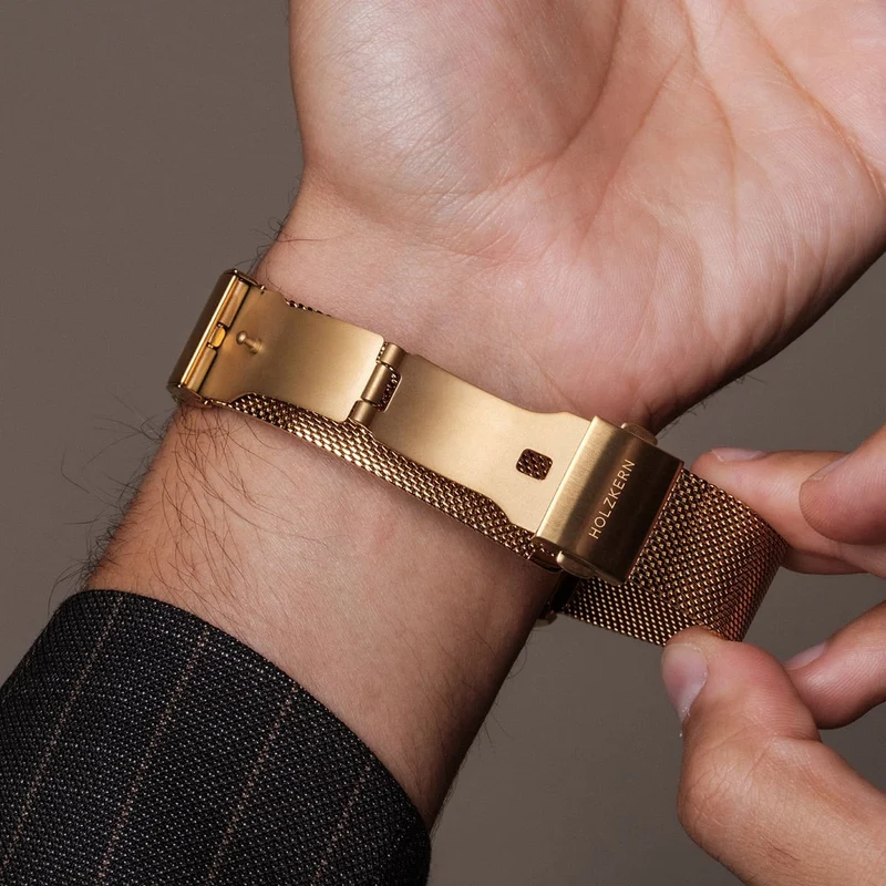 Holzkern Inverno Unisex-Armbanduhr Marmor/Goldfarben • Automatikwerk • Schwarzer Marmor