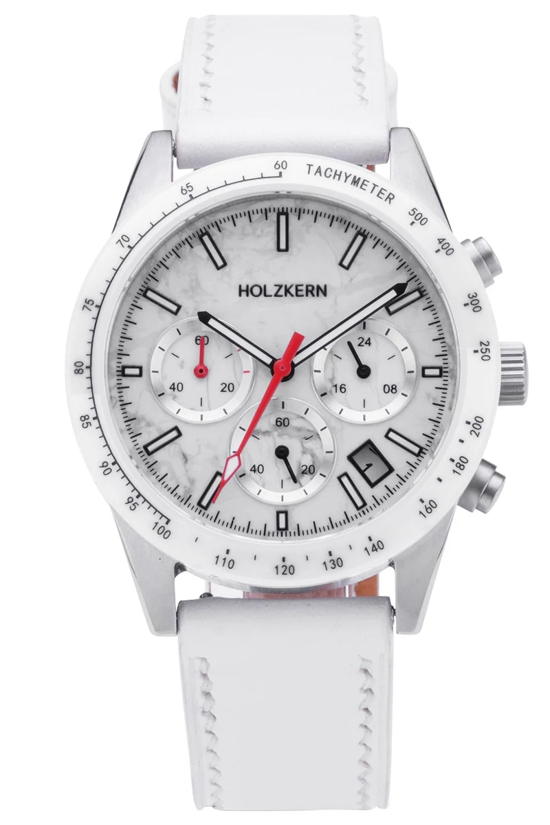 Holzkern Neverrest Herrenuhr Titan • Howlith-Zifferblatt • Saphirglas