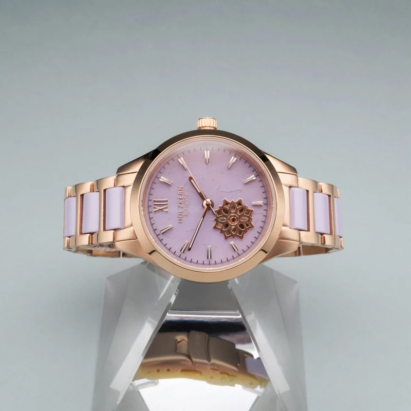 Holzkern Kaleidoscopic Damen Automatikuhr Amethyst/Keramik • Miyota Automatikwerk • Echter Amethyst