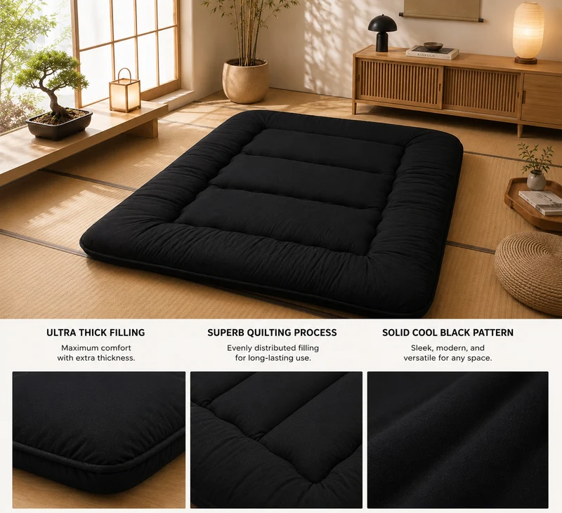 Opvouwbare Futon Matras 10cm Dik Japanse Vloermat Slaappad Logeerbed voor Volwassenen en Kinderen Comfort | Sansoti