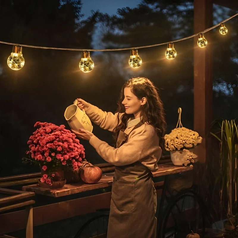 Solarlampen Buitenverlichting met Henneptouw 20 LED Warm Wit Waterdicht Decoratief voor Terras Tuin Balkon | Sansoti