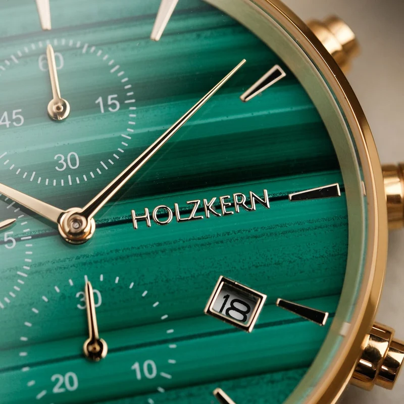 Holzkern Jolly Damenuhr Chronograph • Malachit-Zifferblatt • Quarzwerk