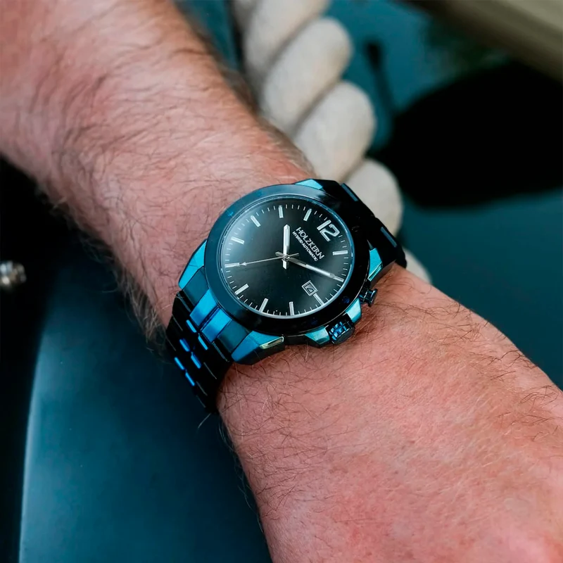 Holzkern Glaciersurge Armbanduhr • Hybromatic-Uhrwerk • Marmorzifferblatt