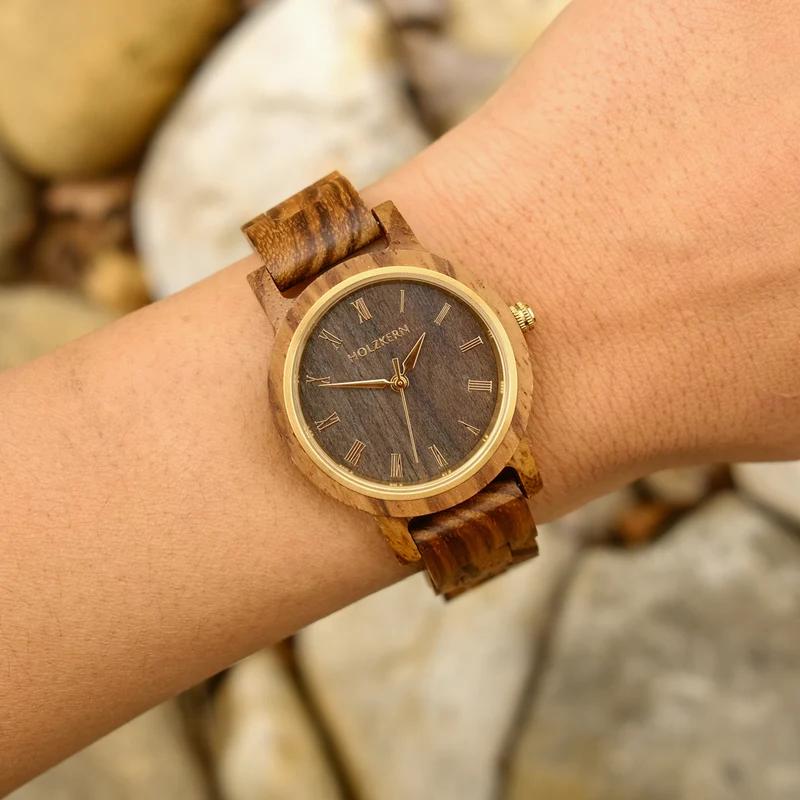 Holzkern Earth 9010631014766 Damen Armbanduhr • Miyota Quarzwerk • Holzgehäuse & Holzarmband
