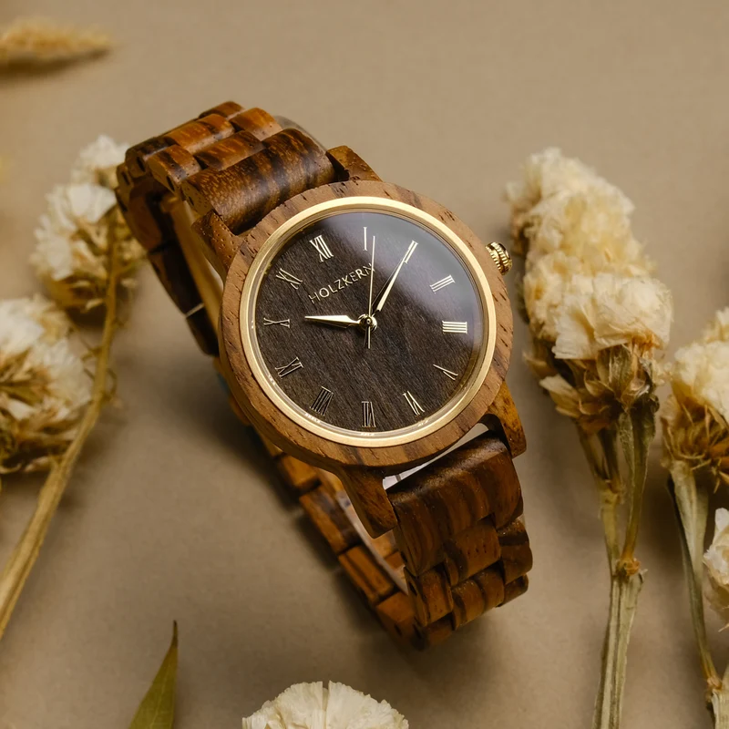 Holzkern Earth 9010631014766 Damen Armbanduhr • Miyota Quarzwerk • Holzgehäuse & Holzarmband