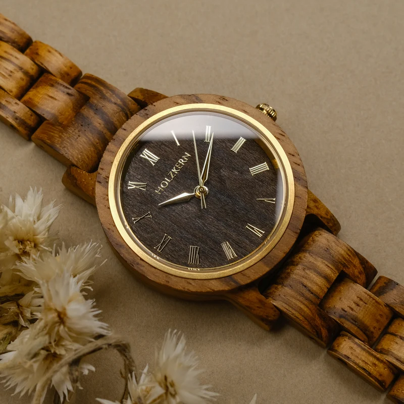 Holzkern Earth 9010631014766 Damen Armbanduhr • Miyota Quarzwerk • Holzgehäuse & Holzarmband