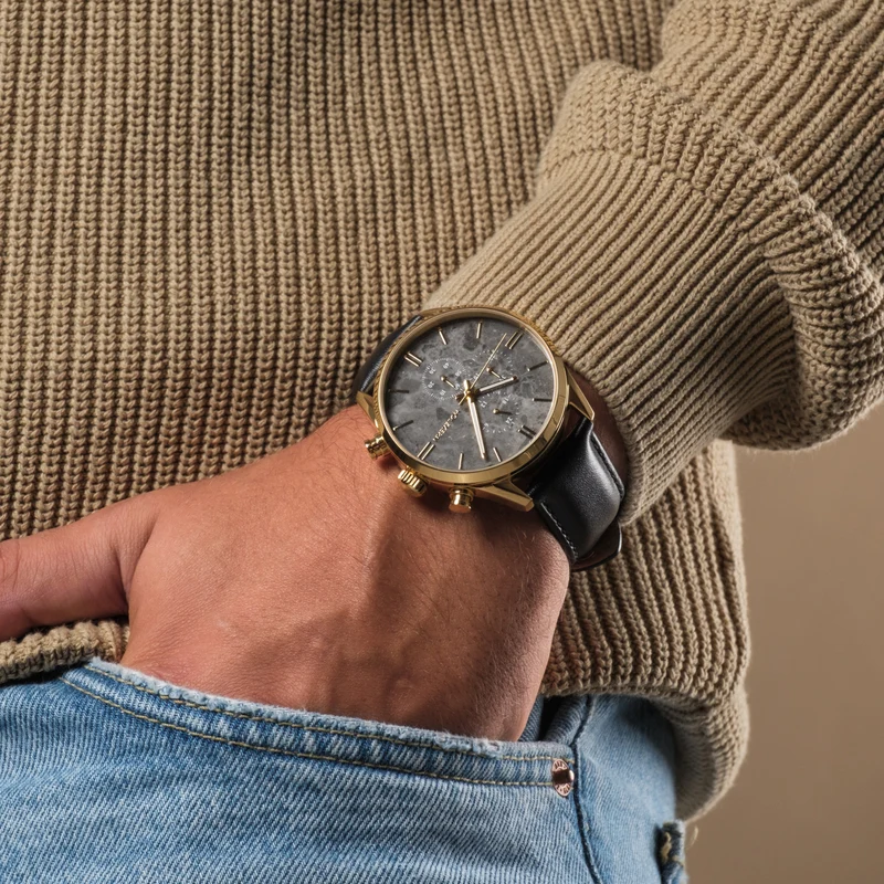 Holzkern Existential Armbanduhr Gold • Marmorzifferblatt • Quarzwerk