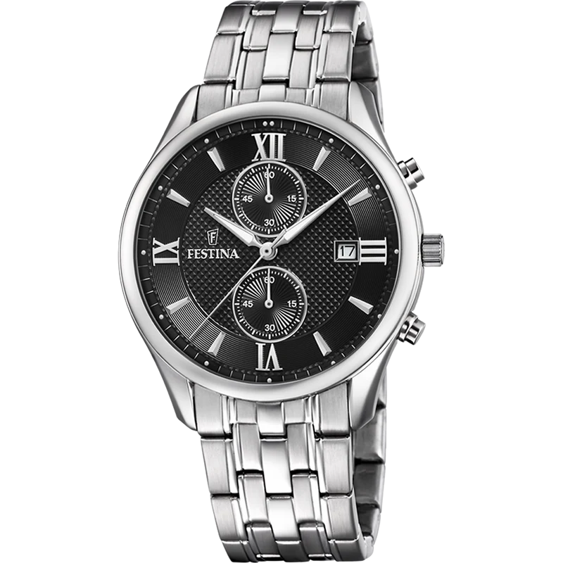 Festina Timeless Chronograph F6854/8 Herrenuhr Schwarz • Chronograph • Mineralglas