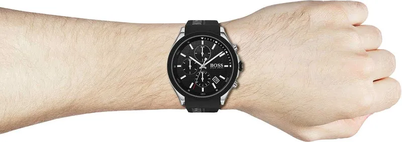 BOSS Velocity 1513716 Herrenuhr • Sportliches Design mit Silikonarmband • Präziser Chronograph