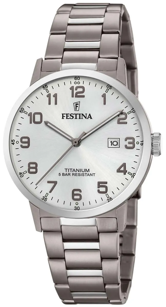 Festina Titanium F20435/1 Herrenuhr • Ultraleichtes Titan-Gehäuse • Elegantes silbernes Zifferblatt