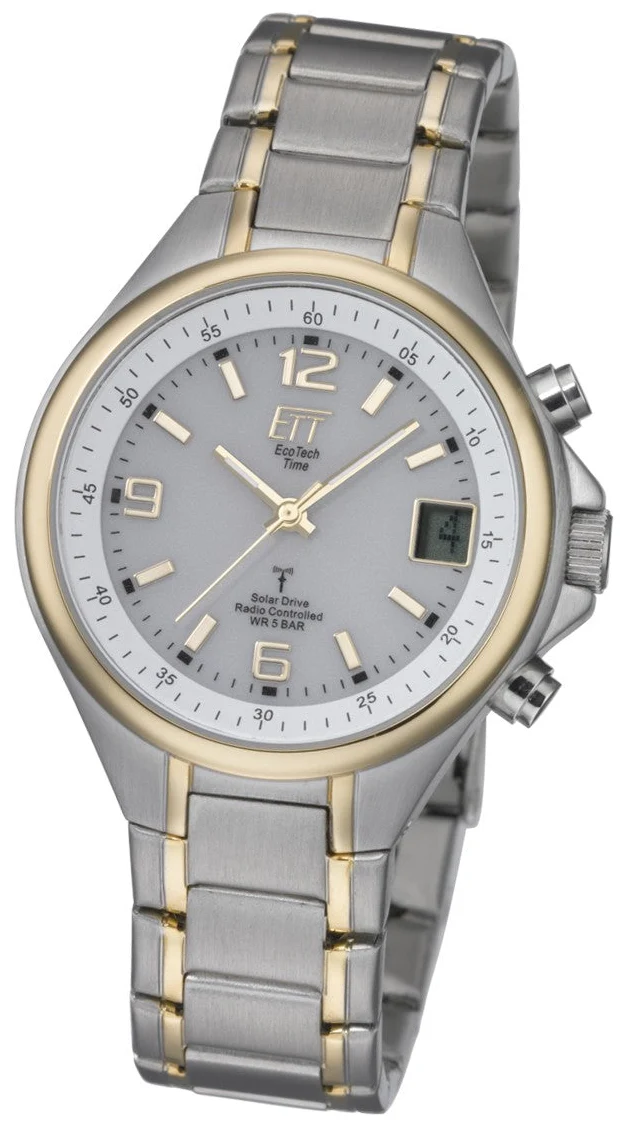 Eco Tech Time Solar Drive Funk EGS-11378-75M Herrenuhr • Funk-Solar • Edelstahl Bicolor