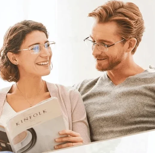 Multifocale Leesbril met Gleitzicht en Blaulichtfilter | Ultraleicht Titanium TR90 Frame | Voor Nabij- en Veraf Zicht | Digitale Oogbescherming | Sansoti