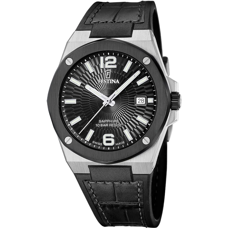 Festina Swiss Made F22001/4 Vallée Herrenuhr • Schwarzes Zifferblatt • Schweizer Qualität