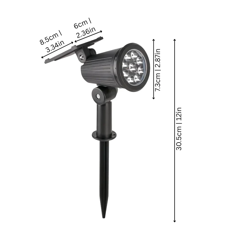 Zonne-energie Tuinspot 9 LED Automatisch Buitenlamp Verstelbaar Waterdicht IP65 Tuinverlichting Spotlamp Tuin | Sansoti