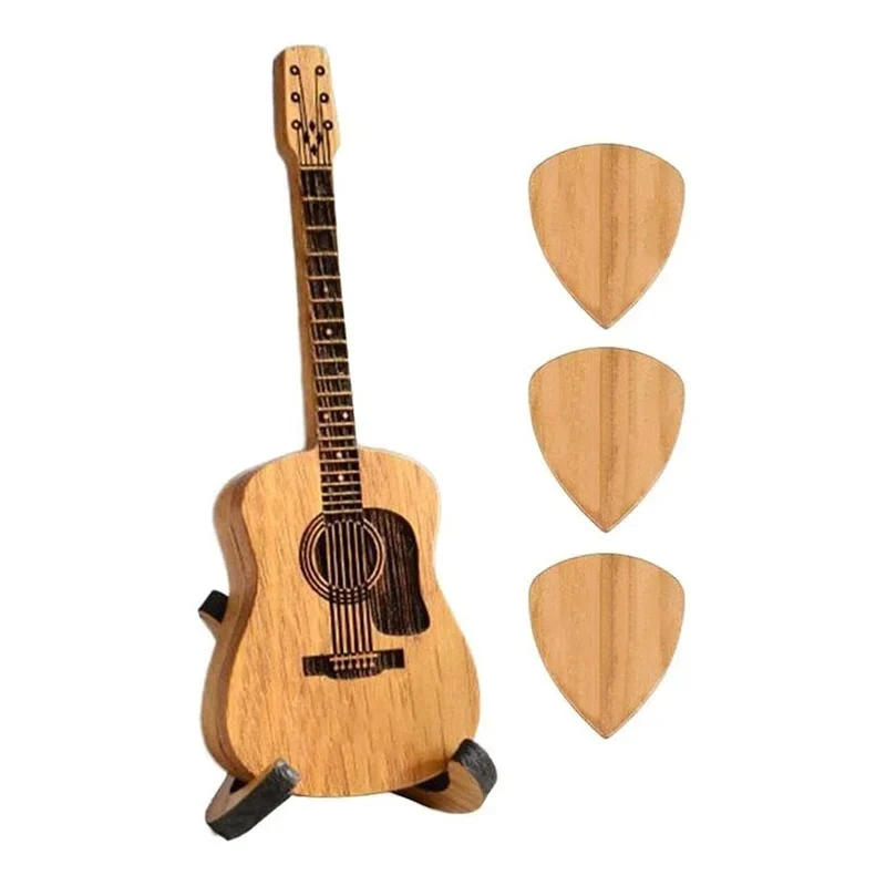 Houten Plectrumhouder voor Gitaar - Organizer 3 Plectrums - Handgemaakt Accessoire voor Muzikanten Gitaristen | Sansoti