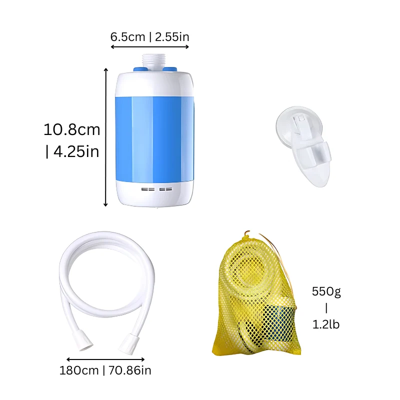 Draagbare Campingdouche Oplaadbaar USB met Waterfilter voor Camping Outdoor Huisdieren Reizen Wandelen | Sansoti