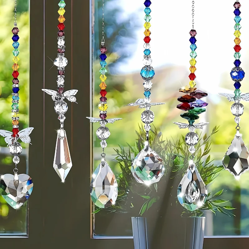 Regenboog Suncatcher Set met Kristallen Vlinders Prisma's voor Raamdecoratie Lichtreflectie Sfeervolle Woning | Sansoti