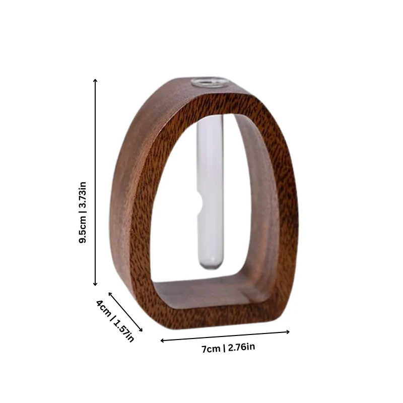 Glazen Vaas met Houten Standaard Hydrocultuur Planthouder Modern Scandinavisch Design Walnoot Decoratief | Sansoti
