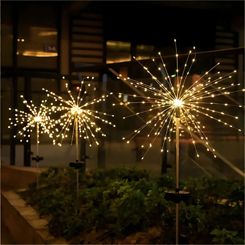 Solartuinverlichting LED Vuurwerk Effect Buigbare Armen Weerbestendig Decoratief Tuinlicht Buitenlamp | Sansoti