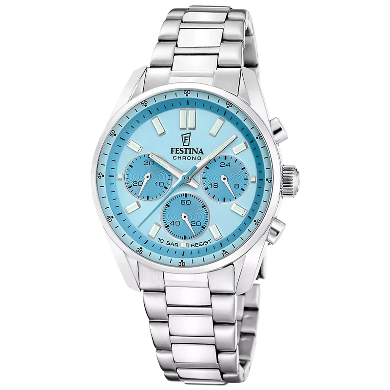 Festina Boyfriend F20753/2 Unisex Armbanduhr Azurblau • Chronograph • Mineralglas