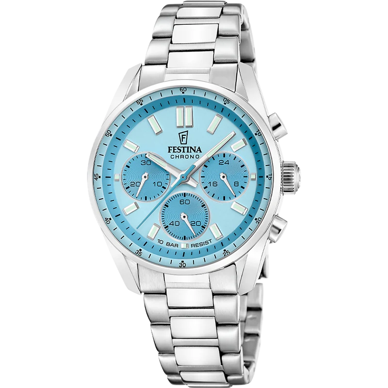 Festina Boyfriend F20753/2 Unisex Armbanduhr Azurblau • Chronograph • Mineralglas
