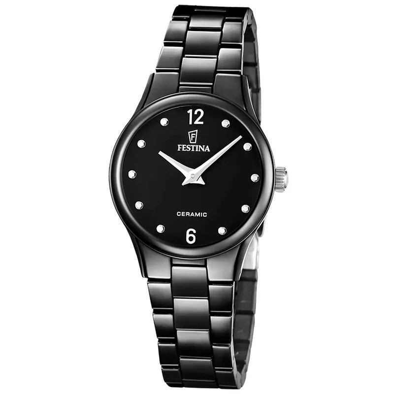 Festina F20751/7 Damen Armbanduhr Schwarz • Keramikgehäuse & Keramikarmband • Mineralglas