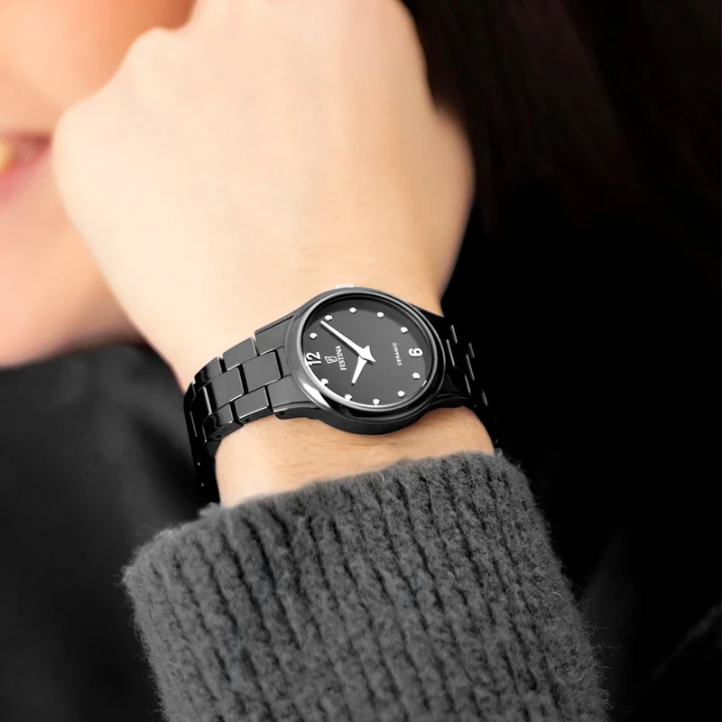 Festina F20751/7 Damen Armbanduhr Schwarz • Keramikgehäuse & Keramikarmband • Mineralglas