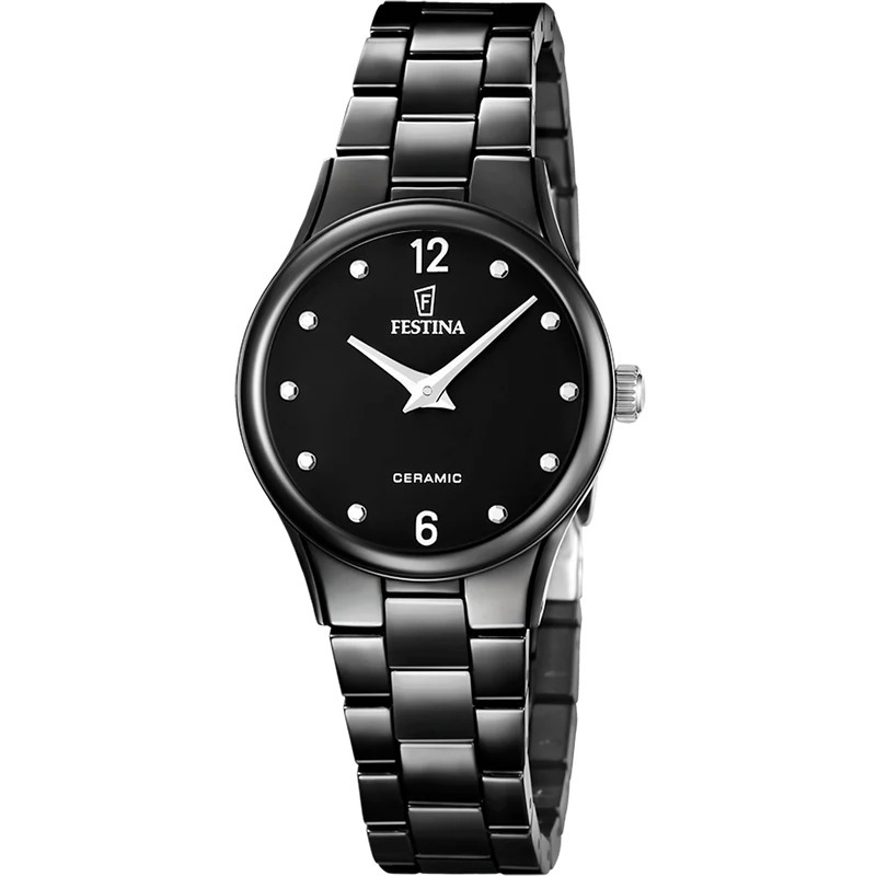 Festina F20751/7 Damen Armbanduhr Schwarz • Keramikgehäuse & Keramikarmband • Mineralglas