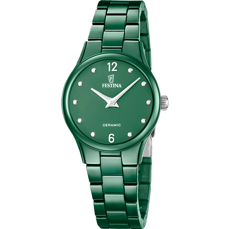 Festina Classics F20751/6 Damen Armbanduhr Grün • Keramikgehäuse • Quarzwerk