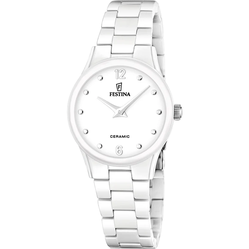 Festina F20751/1 Damen Armbanduhr Keramik Weiß • Keramikarmband • Elegantes Design