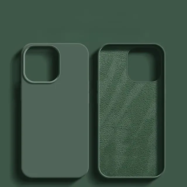 Vloeibaar Siliconen iPhone Hoesje met Schokdemping voor 14 15 16 17 Pro Max Modellen Klassieke Beschermhoes | Sansoti