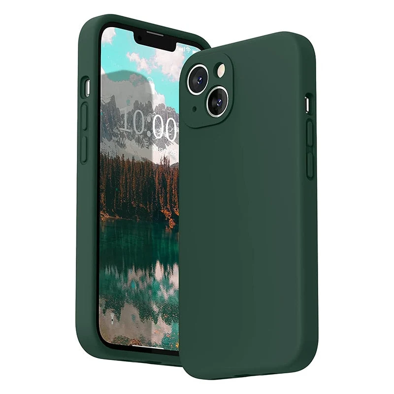 Vloeibaar Siliconen iPhone Hoesje met Schokdemping voor 14 15 16 17 Pro Max Modellen Klassieke Beschermhoes | Sansoti
